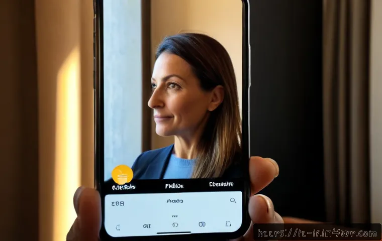 비밀번호 없는 인증 방식의 진화 - Photorealistic close-up of an Italian woman in her early 40s securely accessing a banking app by sca...